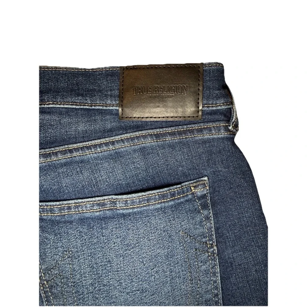 True Religion Rocco Relaxed Skinny Jeans Mens 36 Blue Whiskered No Flap